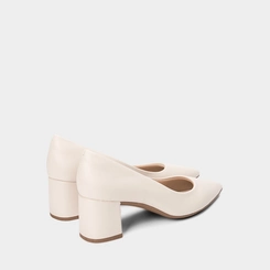 Scarpin Feminino Penélope Salto Bloco Médio Off White