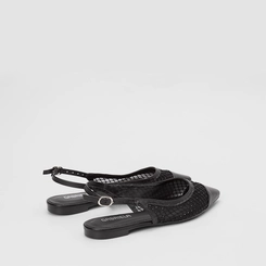 Sapatilha Slingback Feminina Gabriela Tela & Strass Preto