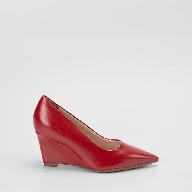 Scarpin Feminina Gabriela Salto Médio Anabela Vermelho