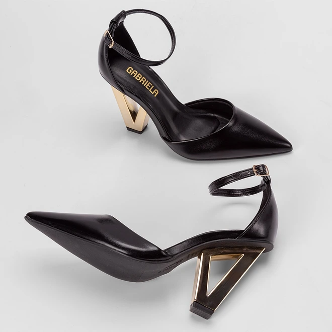 Scarpin Feminino Gabriela Salto Estilizado Alto Preto