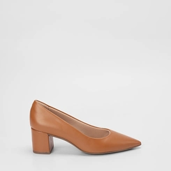Scarpin Feminino Penélope Salto Bloco Médio Caramelo