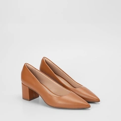Scarpin Feminino Penélope Salto Bloco Médio Caramelo