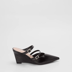 Mule Feminino Gabriela Anabela Tira Dupla Fivela Preto