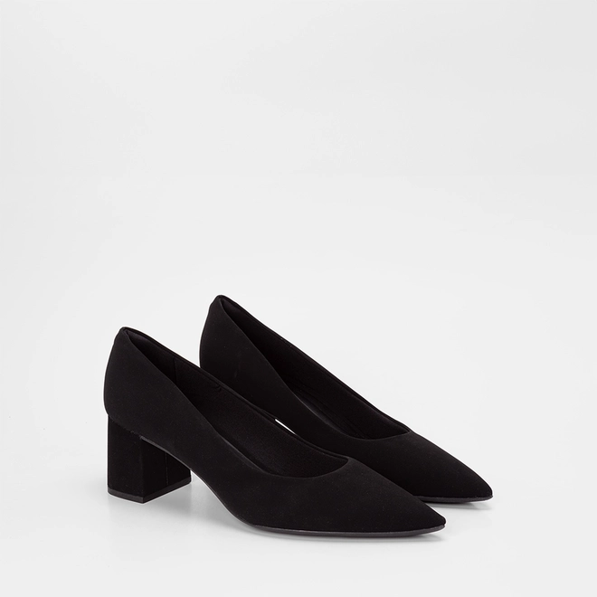 Scarpin Feminino Penélope Salto Bloco Médio Nobuck Preto