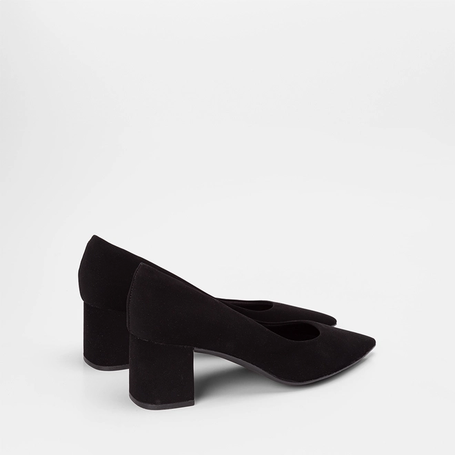 Scarpin Feminino Penélope Salto Bloco Médio Nobuck Preto