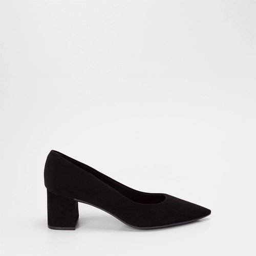 Scarpin Feminino Penélope Salto Bloco Médio Nobuck Preto