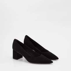 Scarpin Feminino Penélope Salto Bloco Médio Nobuck Preto