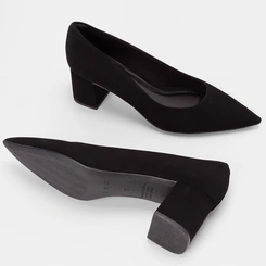 Scarpin Feminino Penélope Salto Bloco Médio Nobuck Preto