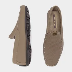 Mocassim Masculino Pegada Confort Couro Bege