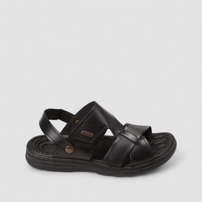 Sandália Masculina Pegada Couro Preto