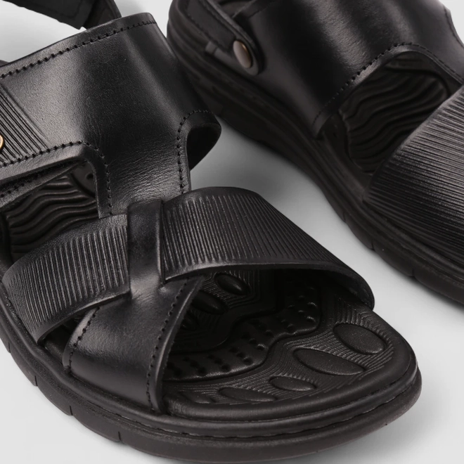 Sandália Masculina Pegada Couro Preto