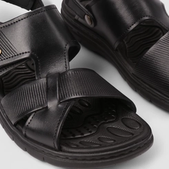 Sandália Masculina Pegada Couro Preto