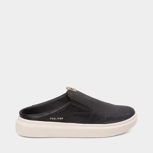 Mule Masculino Slip On Pegada Couro Preto