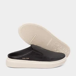 Mule Masculino Slip On Pegada Couro Preto