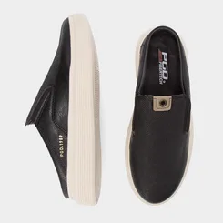 Mule Masculino Slip On Pegada Couro Preto