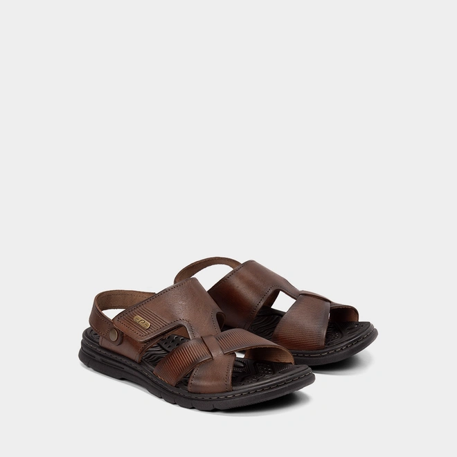Sandália Masculina Pegada Original Couro Marrom