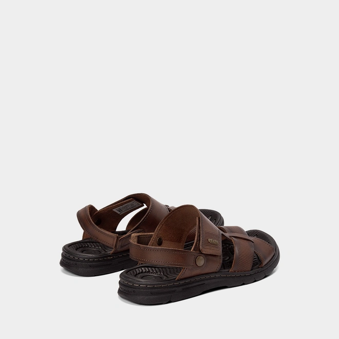 Sandália Masculina Pegada Original Couro Marrom