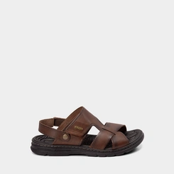 Sandália Masculina Pegada Original Couro Marrom