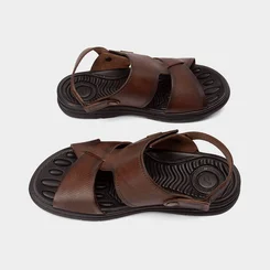 Sandália Masculina Pegada Original Couro Marrom