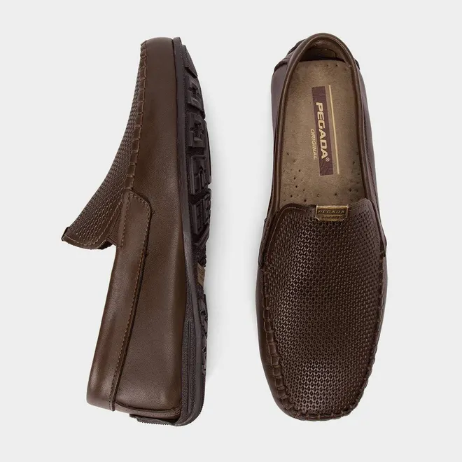 Mocassim Masculino Pegada Confort Original Couro Marrom