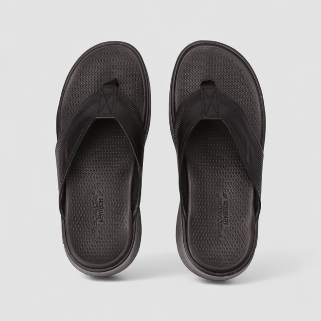 Chinelo Masculino Pegada Couro Preto