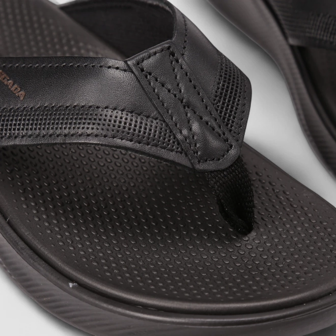 Chinelo Masculino Pegada Couro Preto