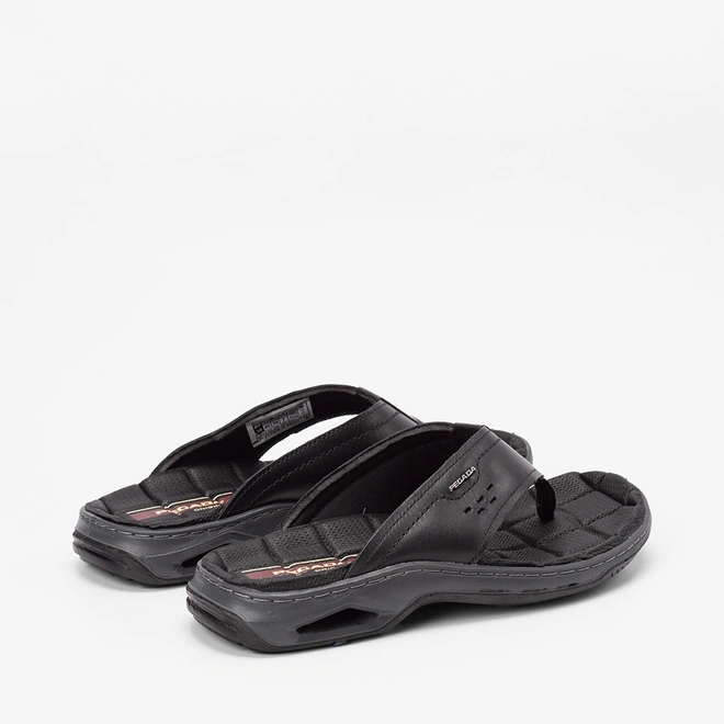 Chinelo Masculino Pegada Couro Preto
