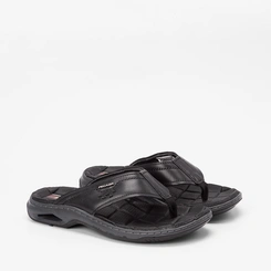 Chinelo Masculino Pegada Couro Preto
