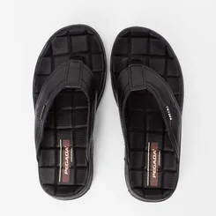 Chinelo Masculino Pegada Couro Preto