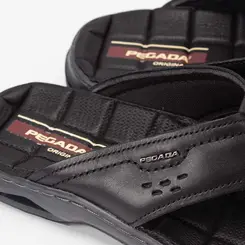 Chinelo Masculino Pegada Couro Preto