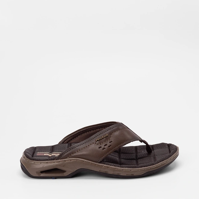 Chinelo Masculino Pegada Couro Marrom