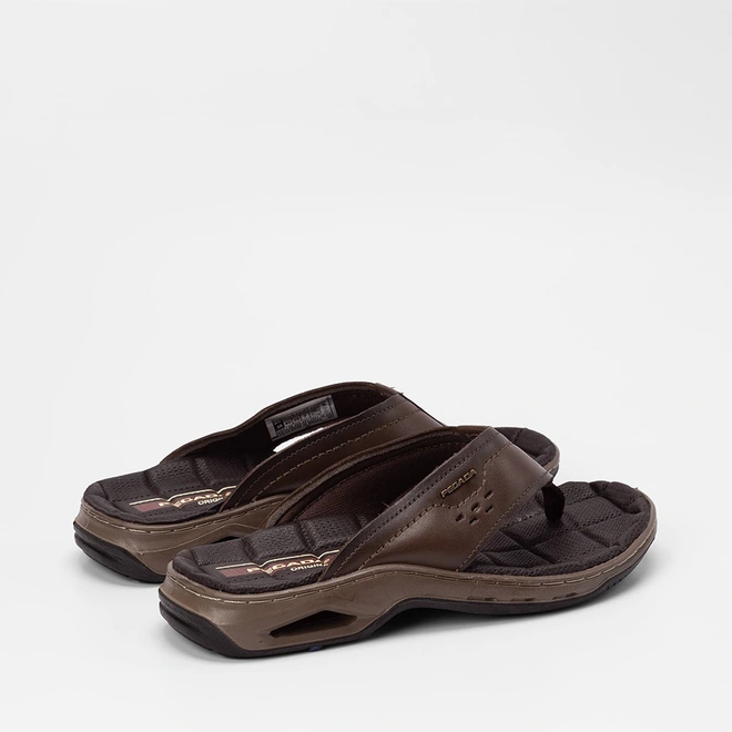 Chinelo Masculino Pegada Couro Marrom