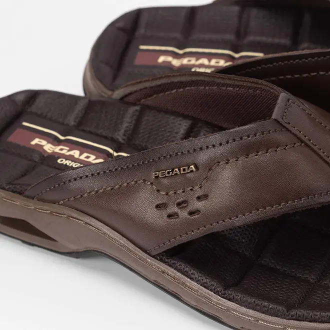 Chinelo Masculino Pegada Couro Marrom