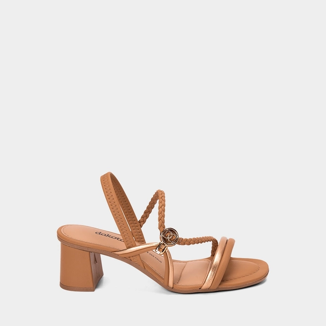 Sandália Feminina Dakota Salto Geométrico Médio Caramelo