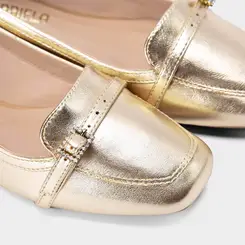 Sapatilha Feminino Gabriela Detalhe Fivela Metalizado Ouro