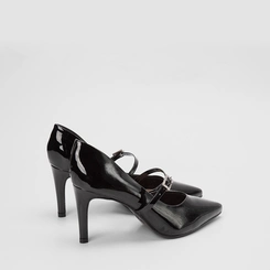 Scarpin Boneca Feminino Gabriela Salto Médio Fino Verniz Preto