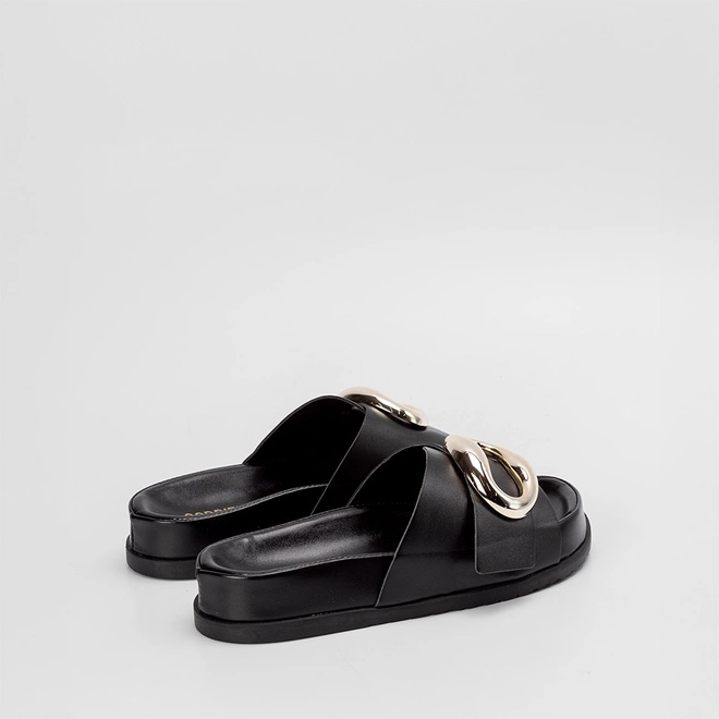 Tamanco Rasteiro Feminino Gabriela Detalhe Bold Preto