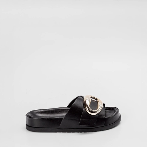 Tamanco Rasteiro Feminino Gabriela Detalhe Bold Preto