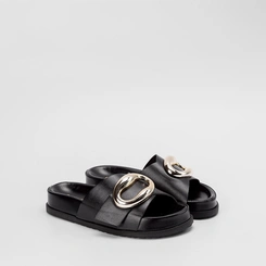 Tamanco Rasteiro Feminino Gabriela Detalhe Bold Preto