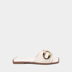Rasteira Feminina Gabriela Detalhe Bold Off White