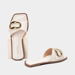 Rasteira Feminina Gabriela Detalhe Bold Off White