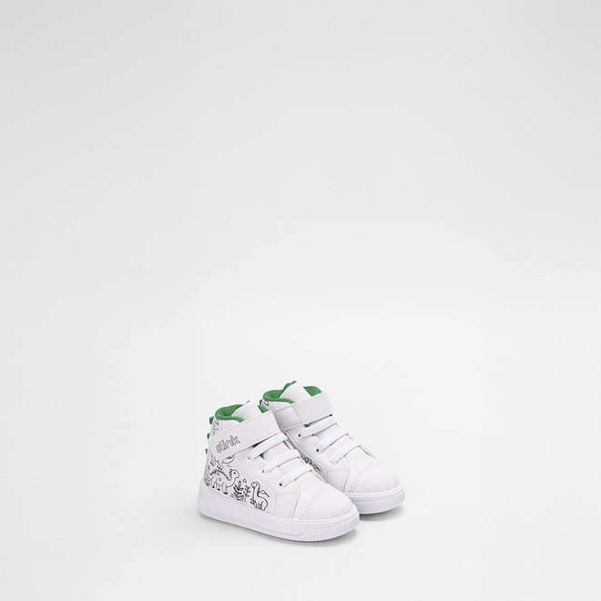 Tênis Casual Cano Alto Bebê Slink Goods + Brinde 6 Canetinhas Branco & Verde