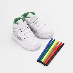 Tênis Casual Cano Alto Bebê Slink Goods + Brinde 6 Canetinhas Branco & Verde