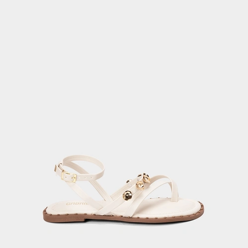 Sandália Rasteira Feminina Gabriela Rebite & Tachas Off White