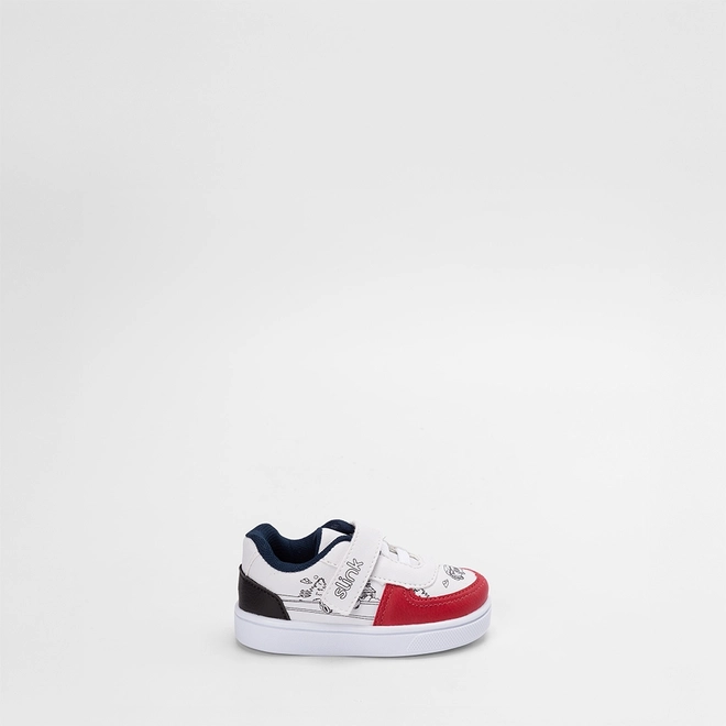 Tênis Casual Bebê Slink Goods + Brinde 6 Canetinhas Branco & Vermelho