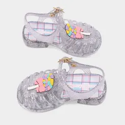 Sandália Aranha Bebê Charmosinha Chic Pirulito Glitter Prata