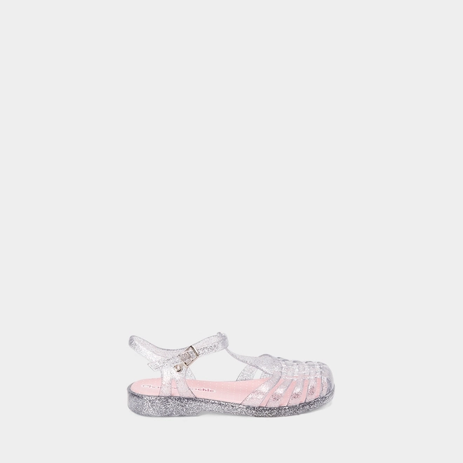 Sandália Aranha Infantil Charmosinha Chic Glitter Prata