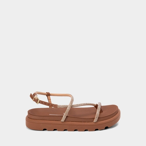 Papete Feminina Vizzano Tiras Strass Marrom