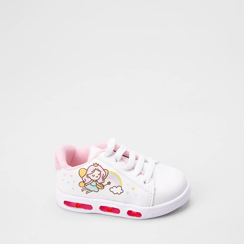 Tênis Casual Bebê Gabrielinha Fadinha Recorte Glitter Com Led Branco