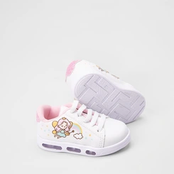 Tênis Casual Bebê Gabrielinha Fadinha Recorte Glitter Com Led Branco
